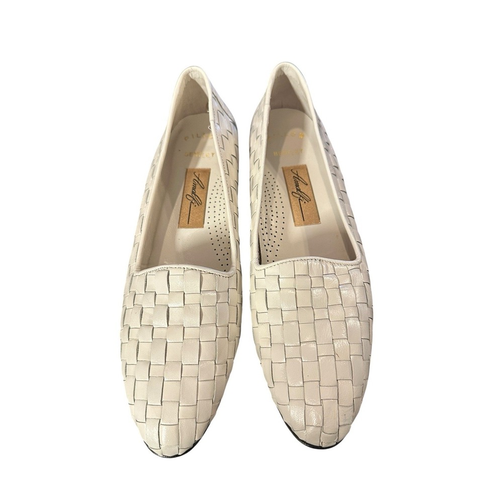 Amalfi Woven Leather Flats in Cream
